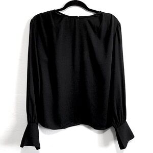 Worthington Black Chiffon Long Sleeves Blouse